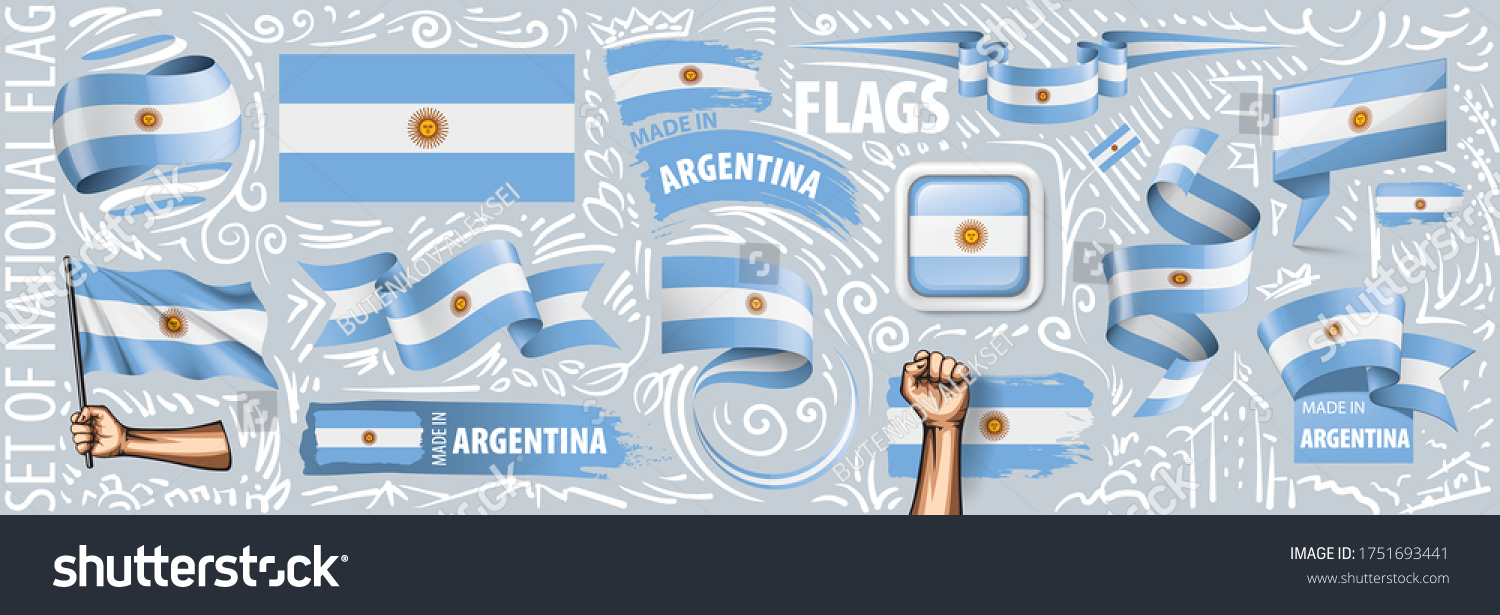 Vector set of the national flag of Argentina in - Royalty Free Stock ...