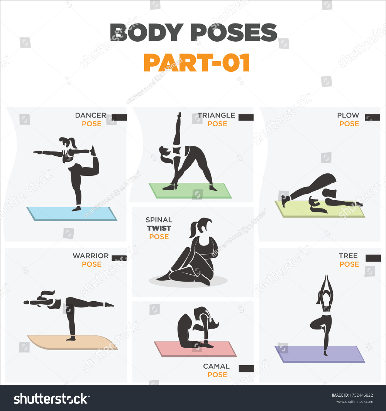 A Set Of Yoga Postures Female Figures Yoga Poses - Royalty Free Stock ...