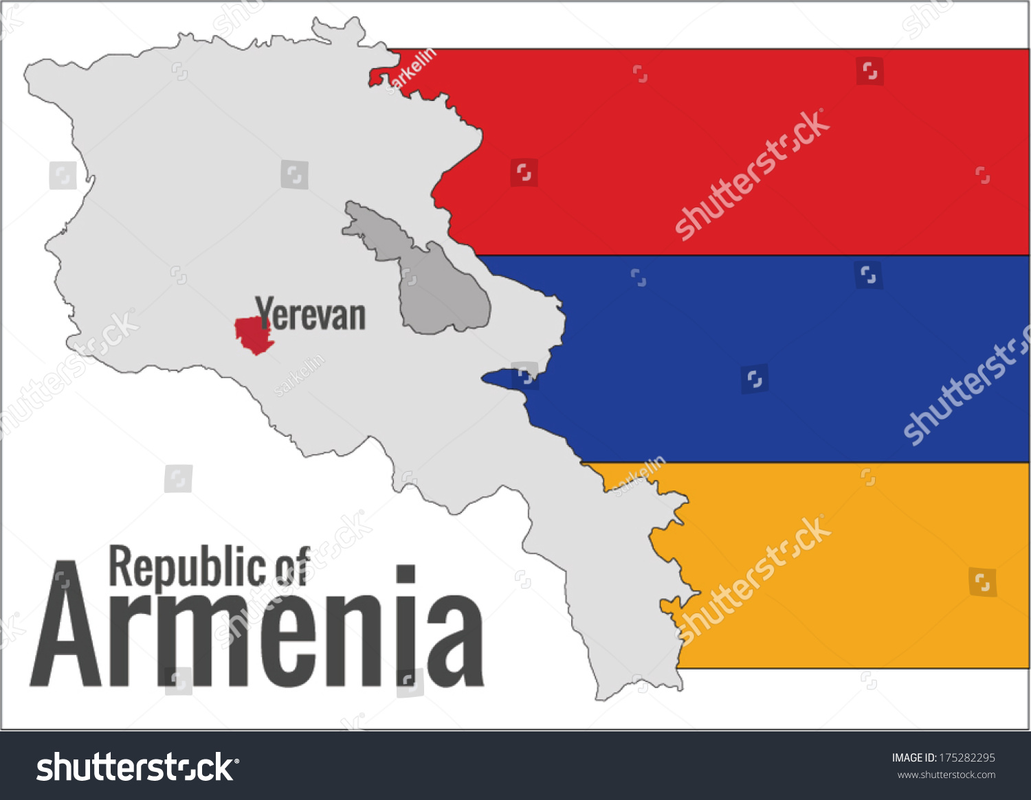 Map of Armenia with the flag, design element, - Royalty Free Stock ...