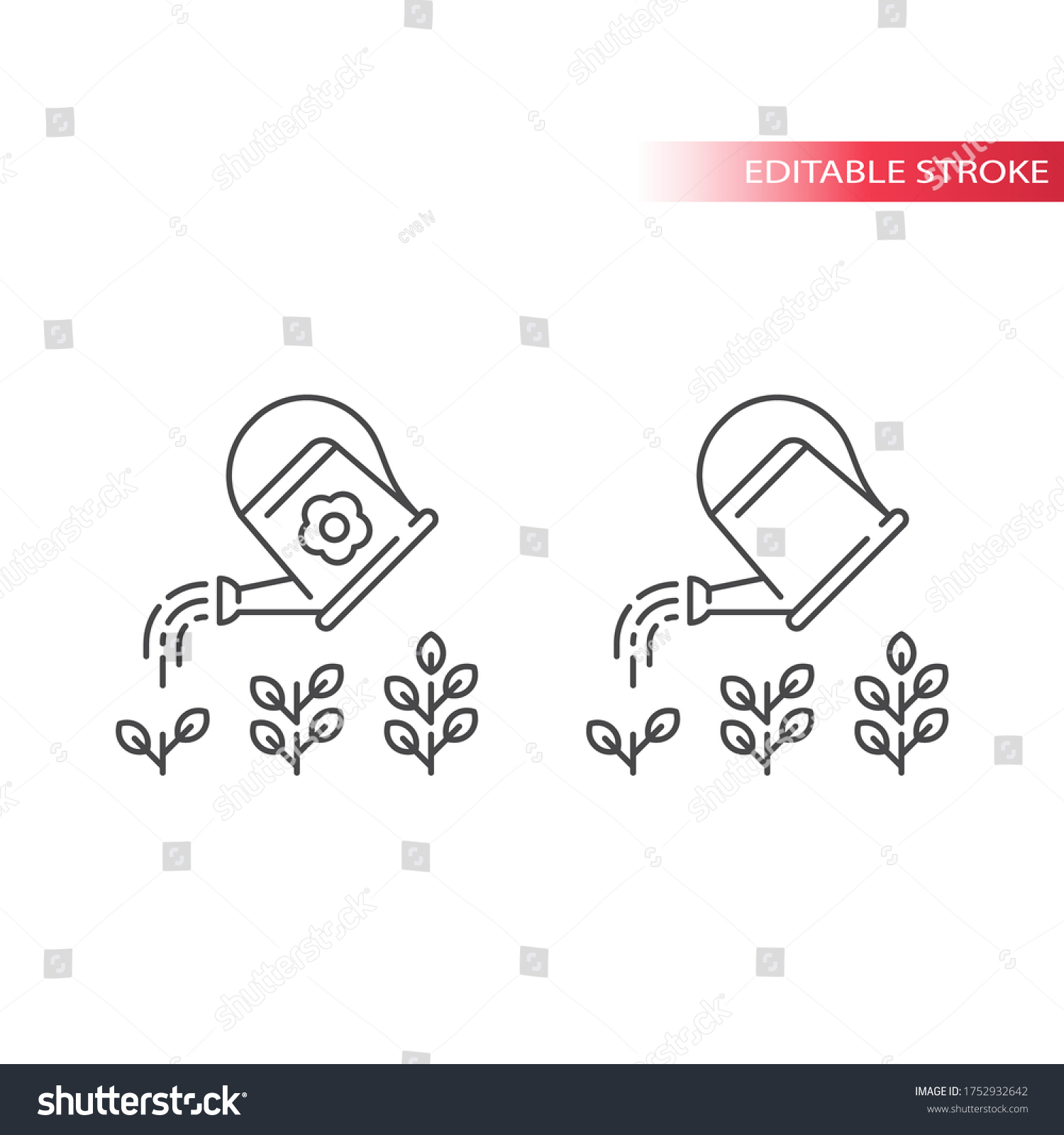 Watering can with plant, growth stages concept, - Royalty Free Stock ...