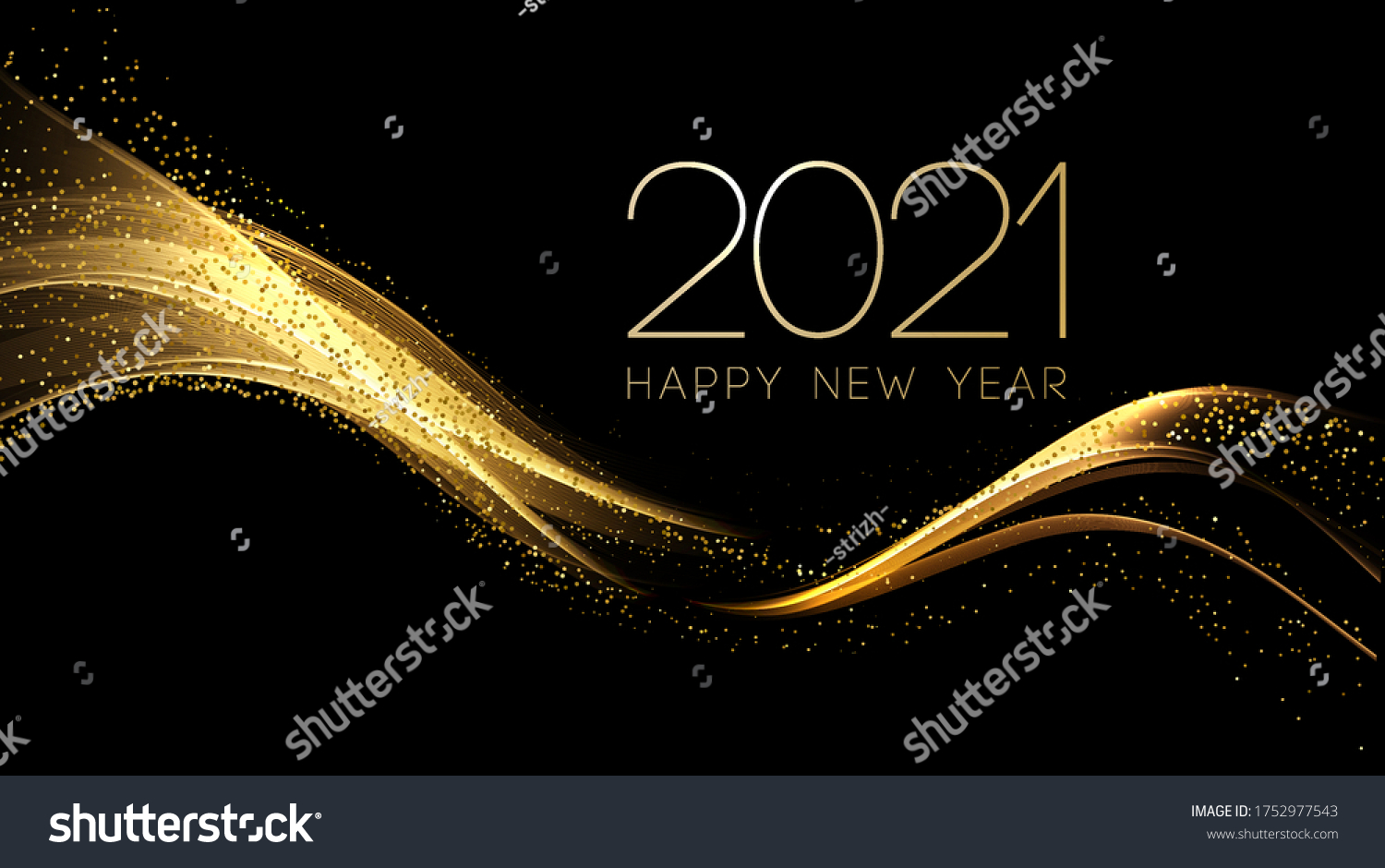 2021 New Year Abstract shiny color gold wave design element #1752977543