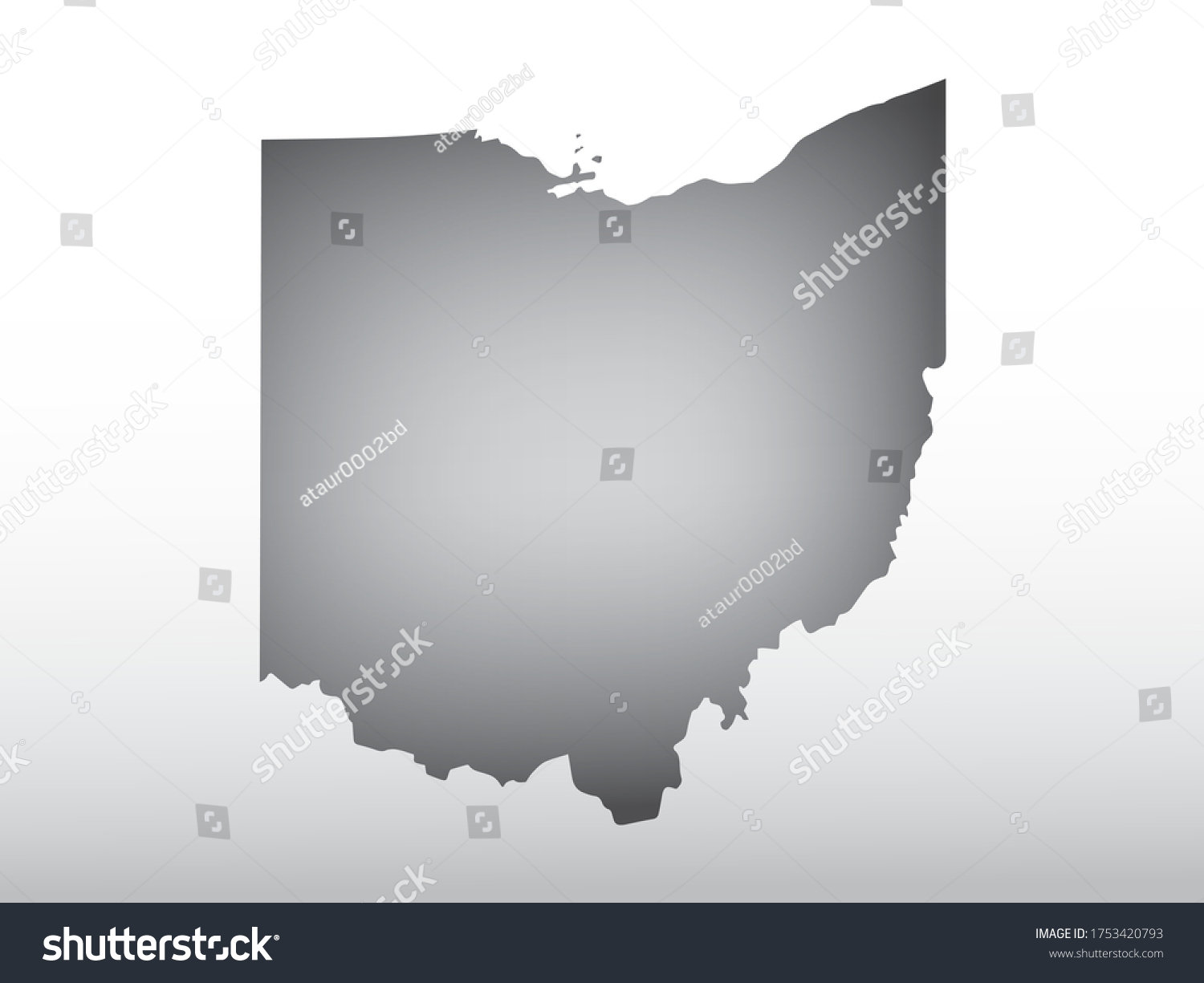 Gray Color Ohio Map With Dark And Light Effect - Royalty Free Stock 