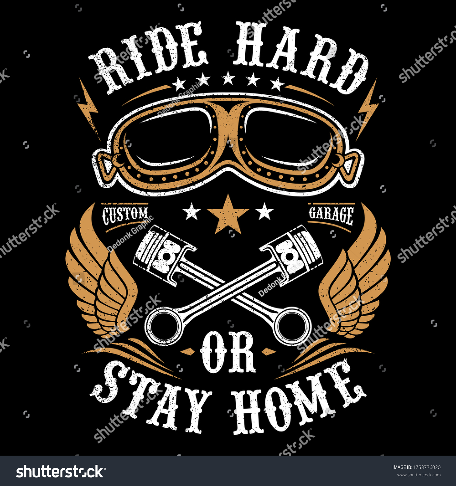 Illustration Biker Design With Quote Ride Hard Royalty Free Stock Vector 1753776020