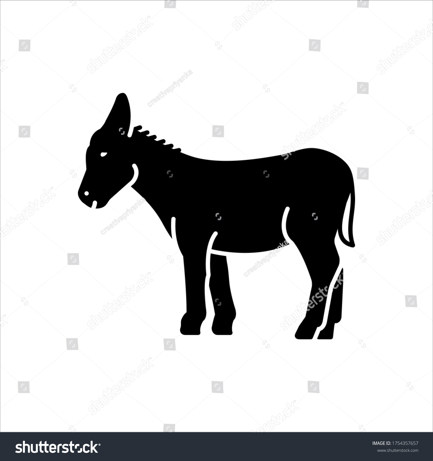 Vector black icon for donkey - Royalty Free Stock Vector 1754357657 ...