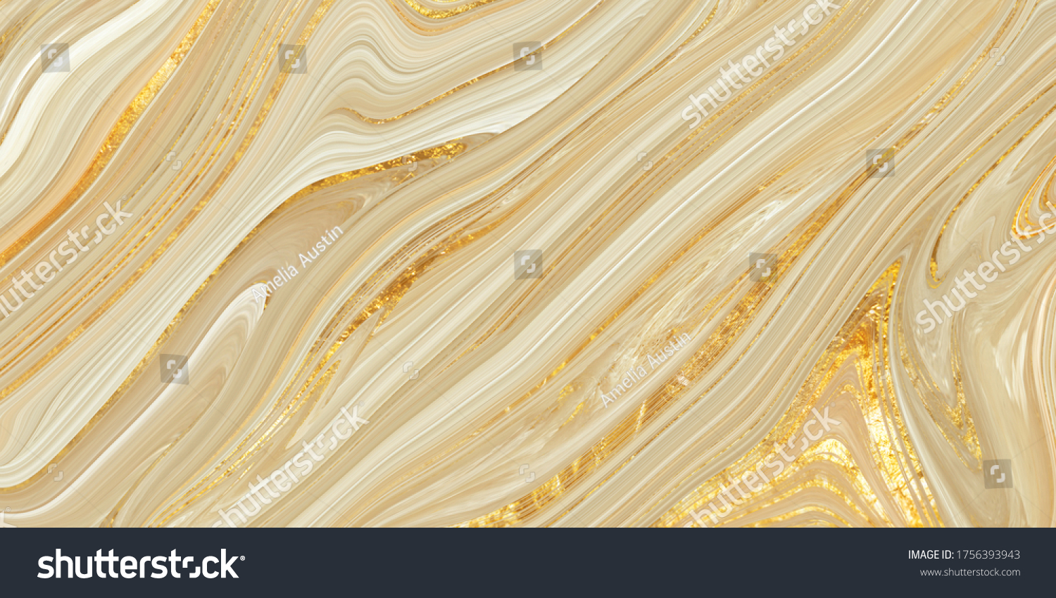 Monocolor alcohol ink marbling raster background. Liquid waves and stains. Black and gold abstract fluid art. Acrylic and oil paint flow monochrome contemporary backdrop, ivory marble with golden vein #1756393943