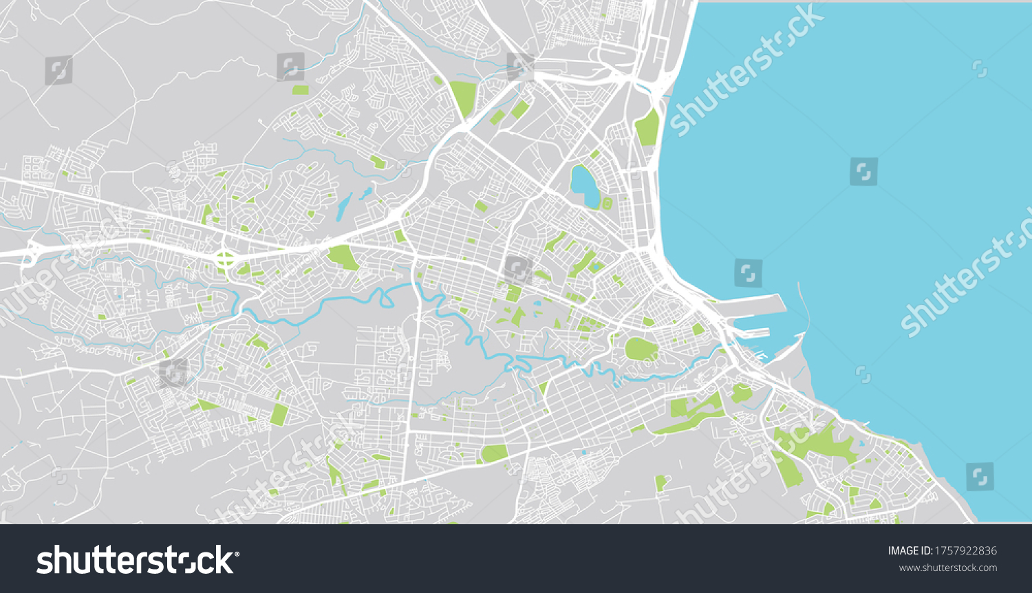 Urban vector city map of Port Elizabeth, South - Royalty Free Stock ...