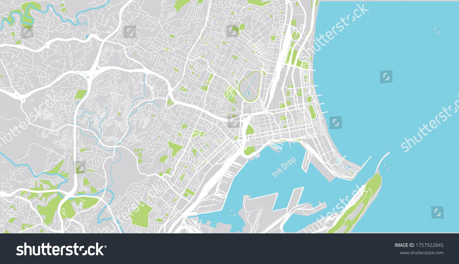 Urban vector city map of Durban, South Africa. - Royalty Free Stock ...