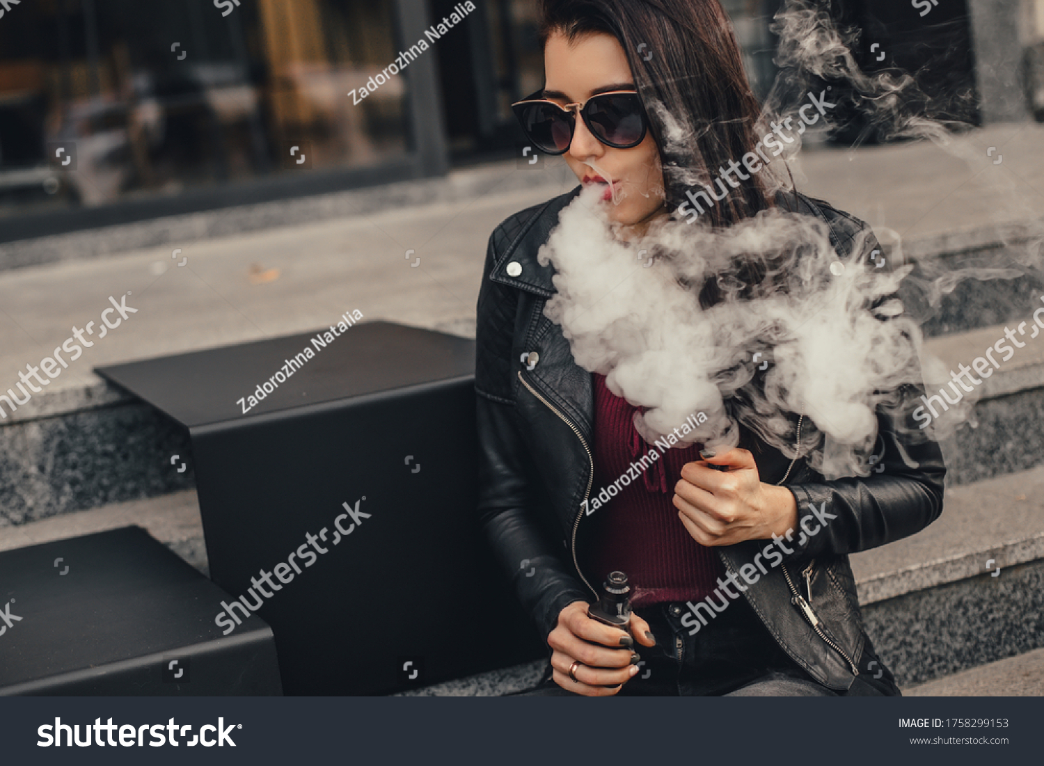 Brunette Smoking