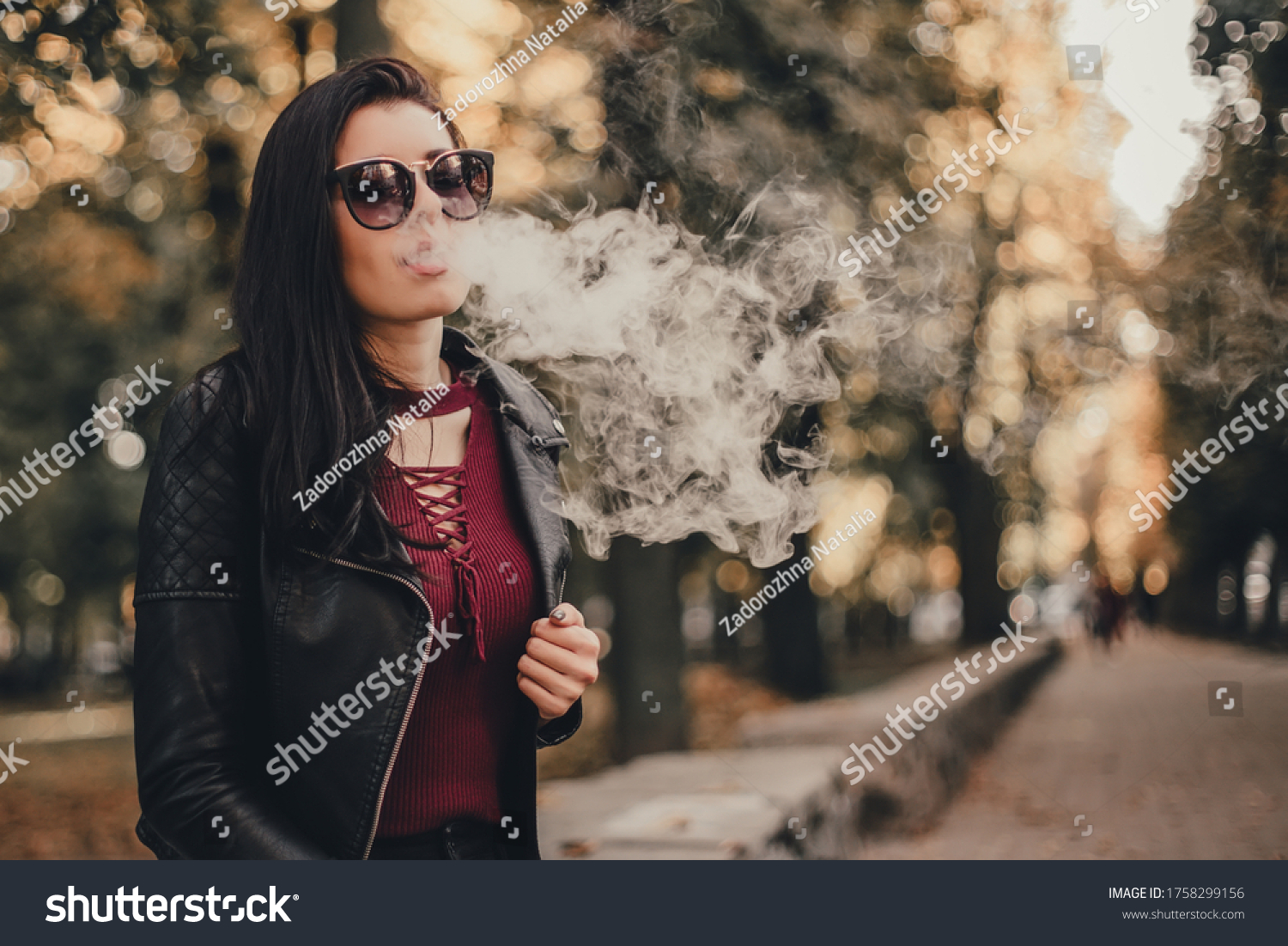 Brunette Smoking