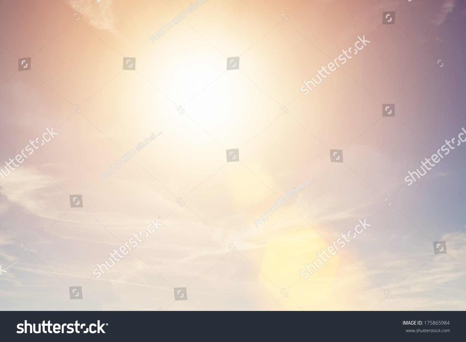 Sunny sky background in vintage retro style with sun flare #175865984