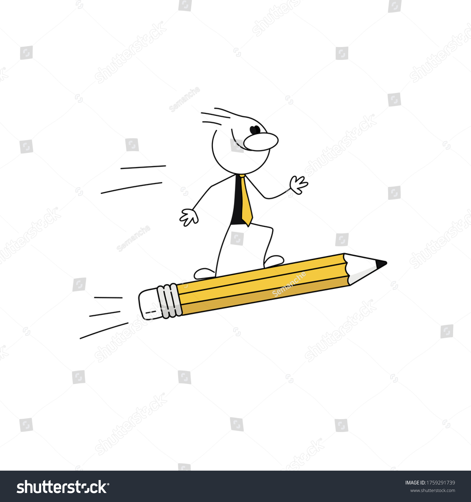 Doodle Stick Figure: Businessman. Start. Vector. - Royalty Free Stock 