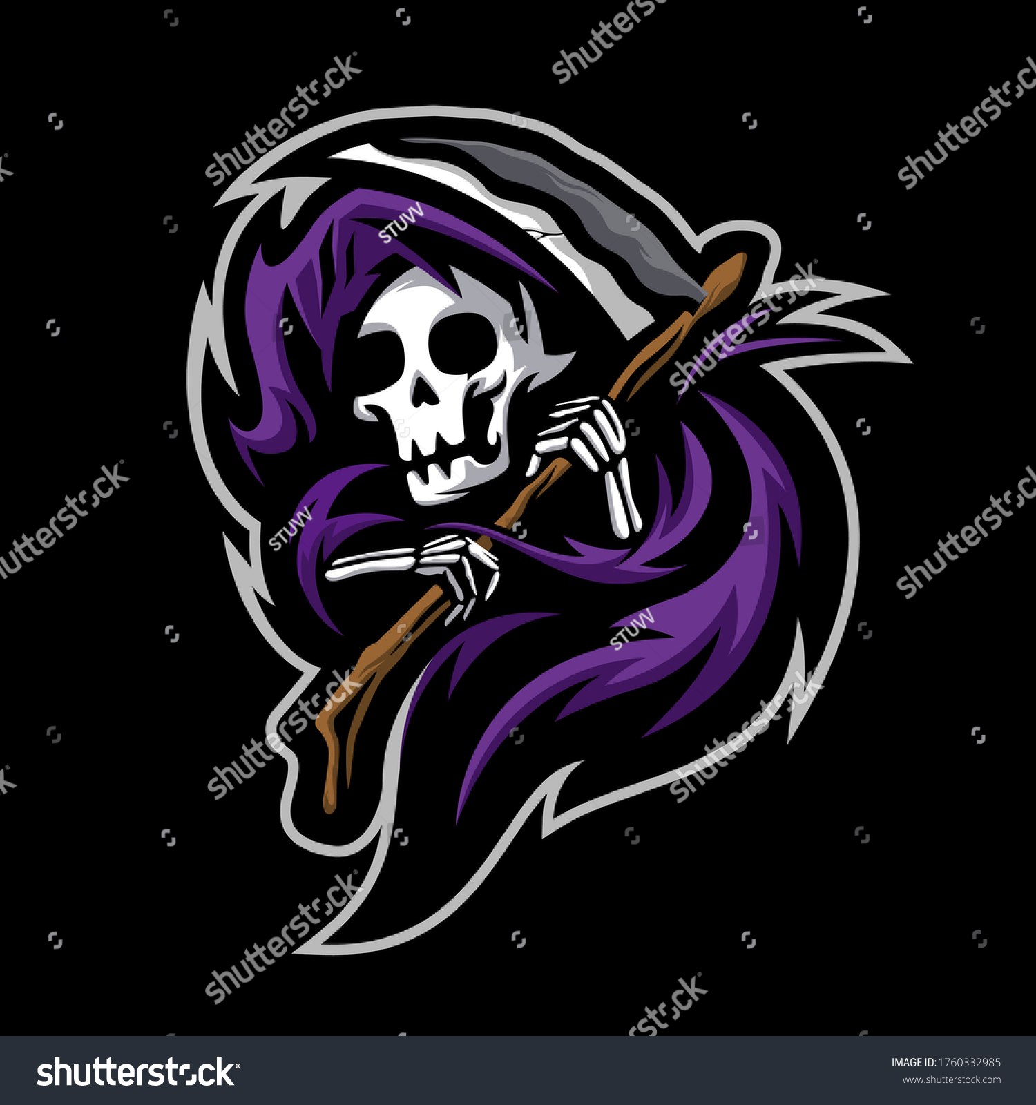 Grimm reaper cartoon vector logo mascot - Royalty Free Stock Vector ...