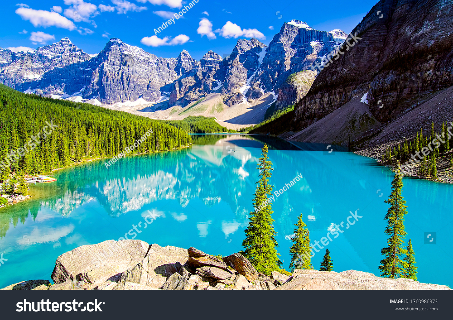 Summer mountain lake in Alpine nature landscape #1760986373