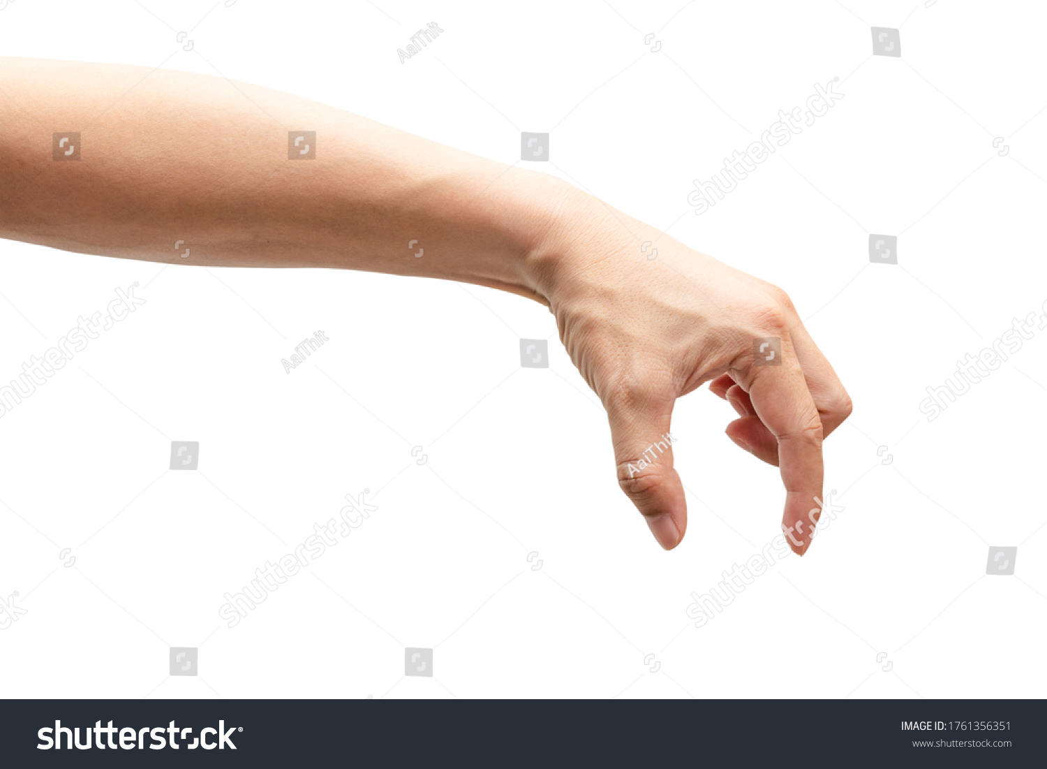 Male hand holding, picking up pose isolated on isolated on white background #1761356351