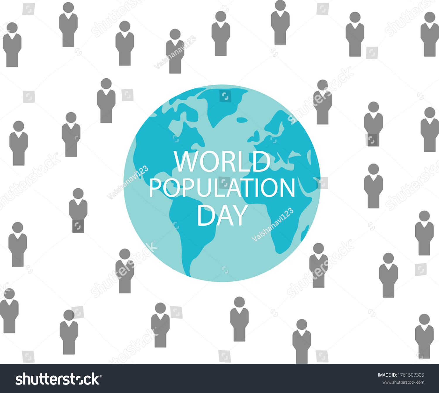 World Population Day With Map And People Royalty Free Stock Vector 1761507305 6612