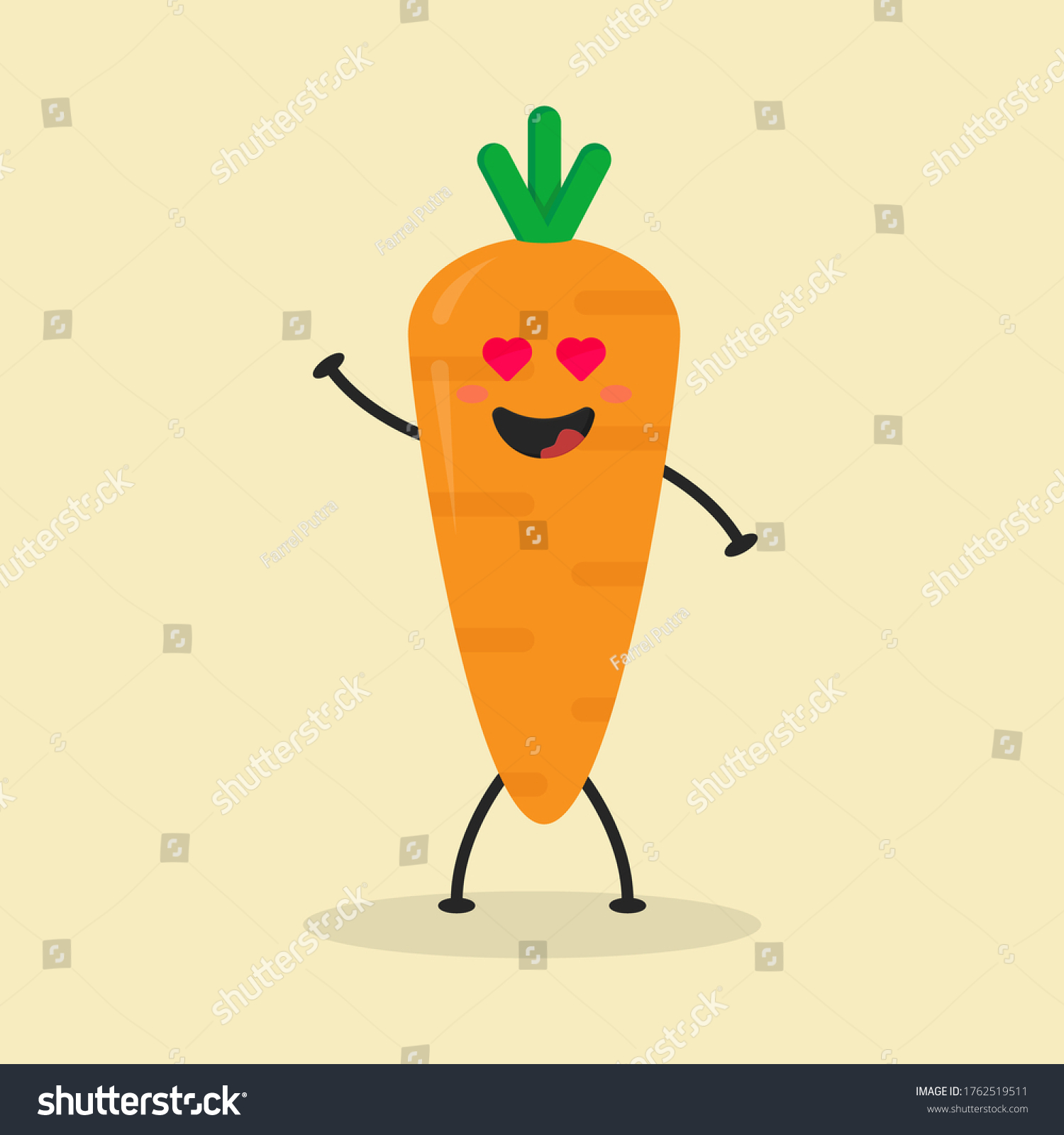 Cute Flat Cartoon Carrot Illustration Vector Royalty Free Stock Vector 1762519511 2070