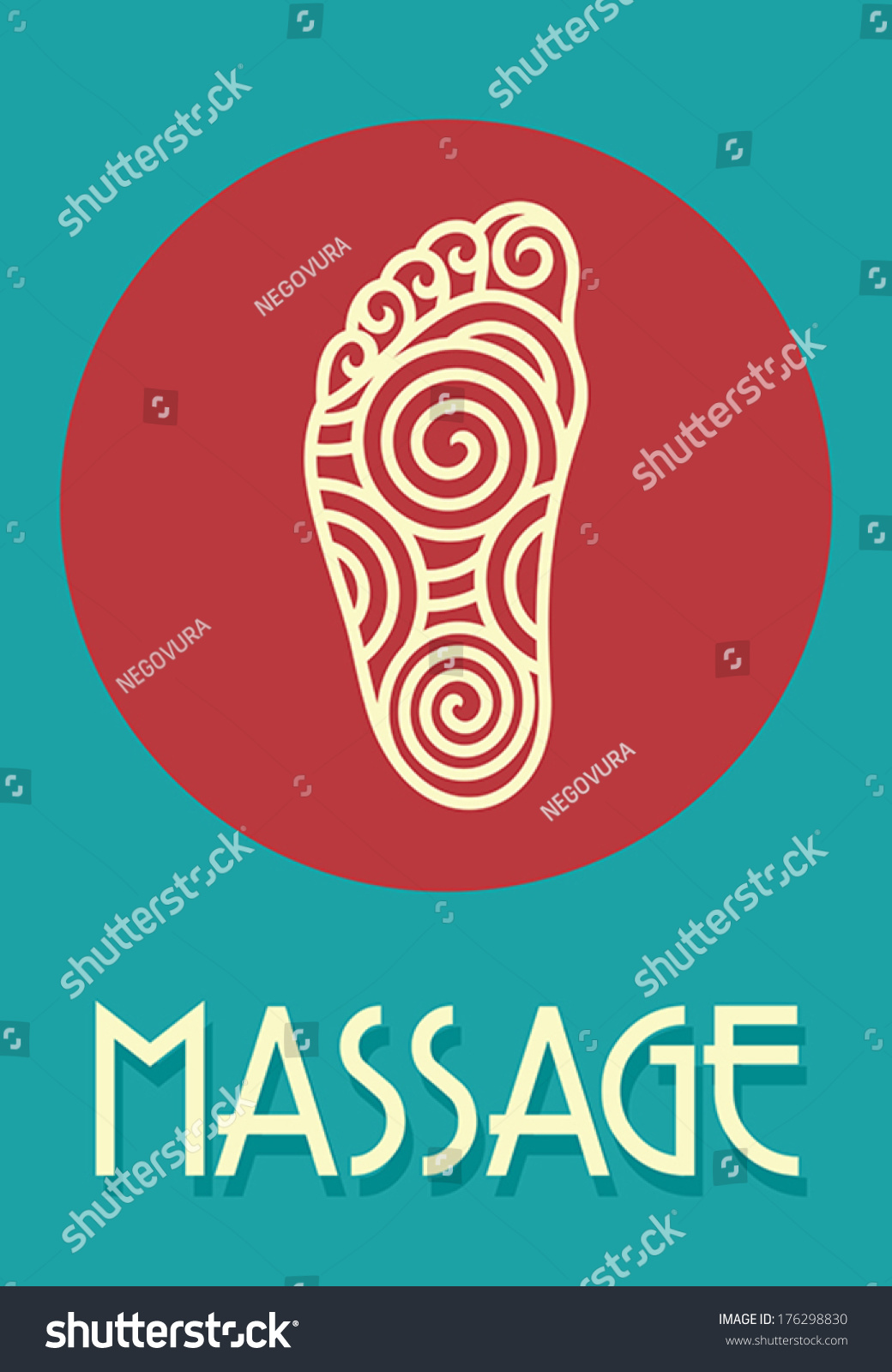 Foot Massage Retro Poster Royalty Free Stock Vector 176298830