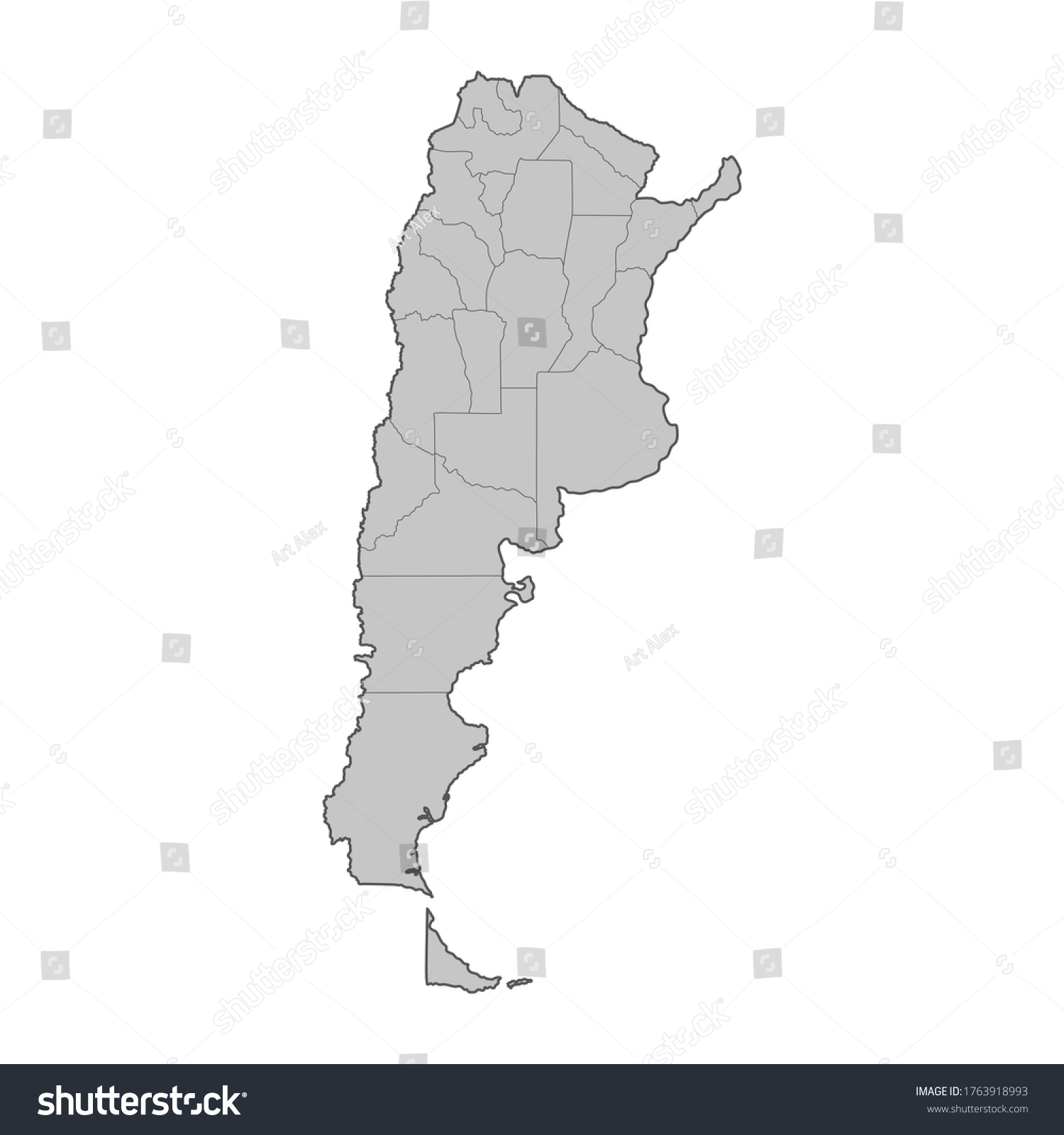 Map of Argentina divided to regions. Outline map - Royalty Free Stock ...