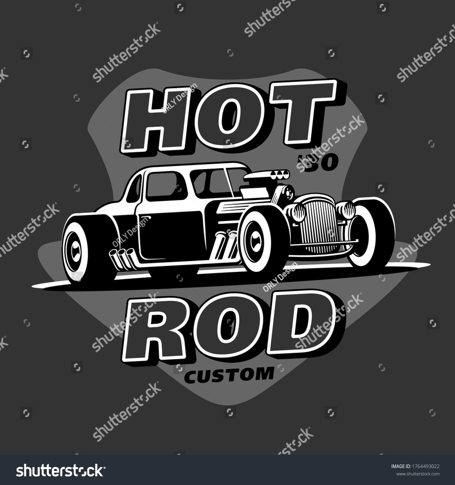 Retro Hot Rod Custom emblem logo. Roadster car - Royalty Free Stock ...