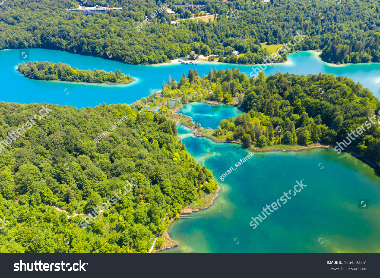 Aerial view of the Plitvice Lakes National Park, Croatia #1764592361
