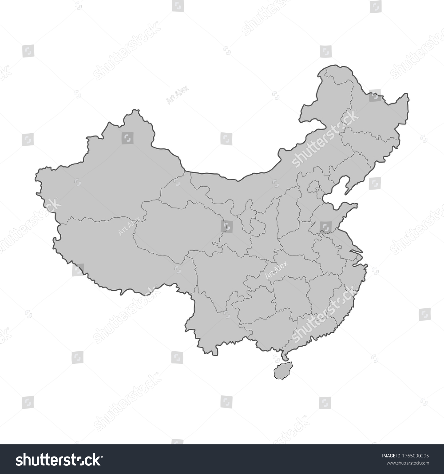 Map of China divided to regions. Outline map. - Royalty Free Stock ...