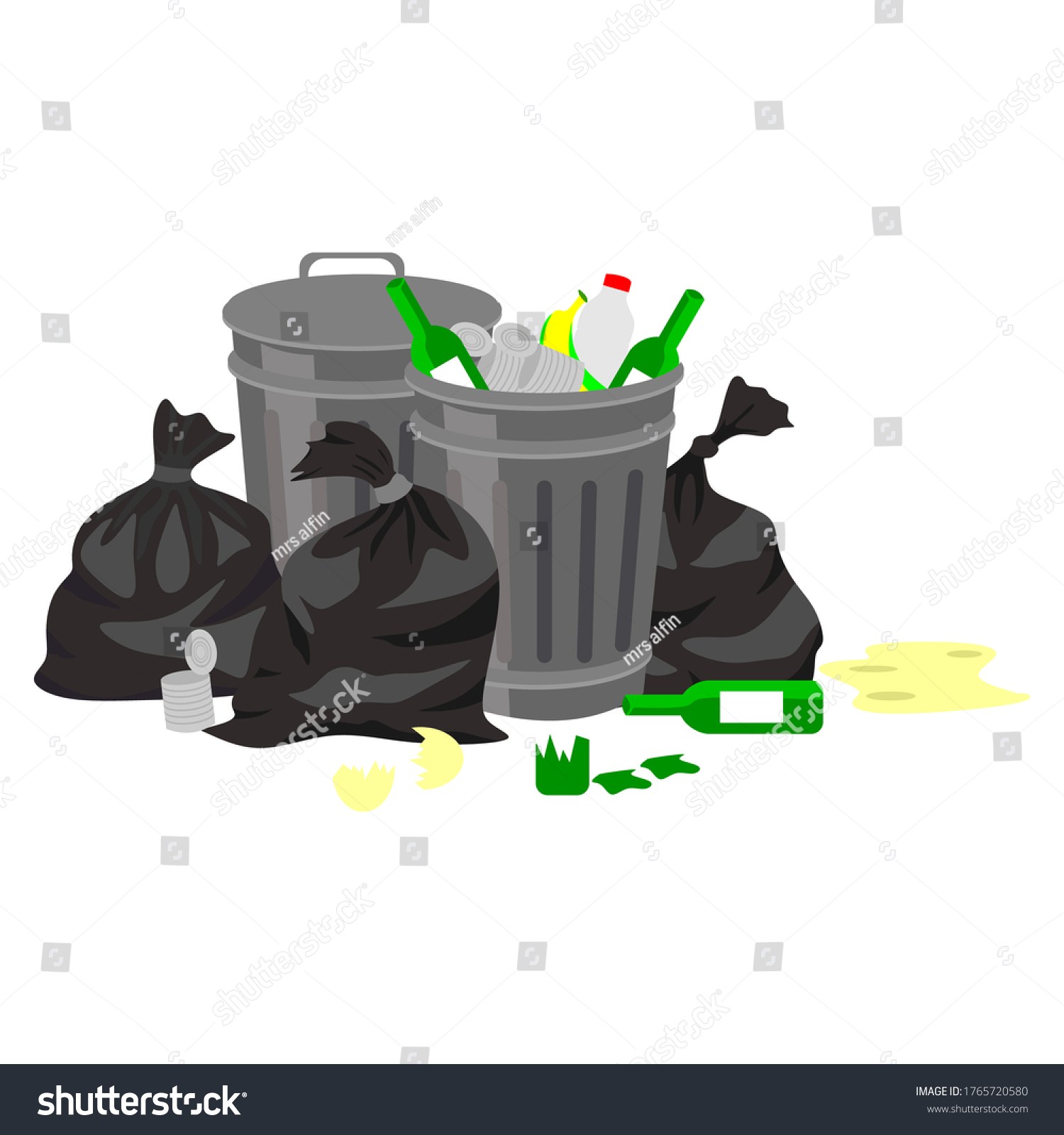 Vector Illustration Metal Garbage Containers Royalty Free Stock Vector Avopix Com