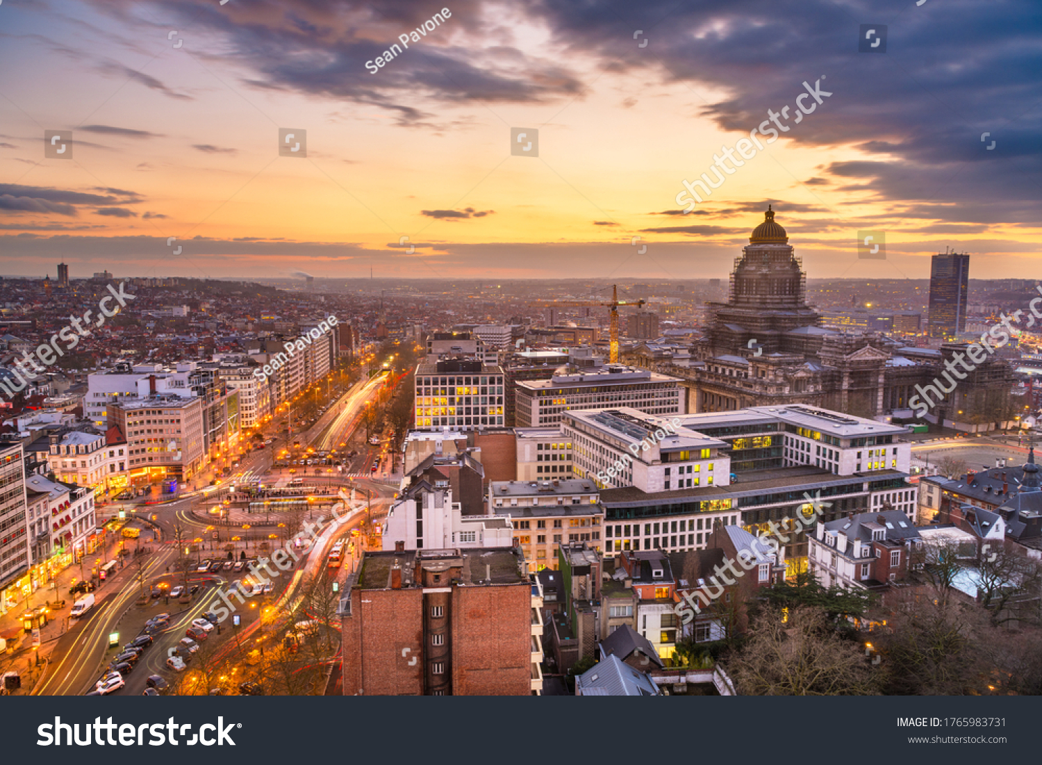 Brussels, Belgium cityscape at Palais de Justice during dusk. #1765983731