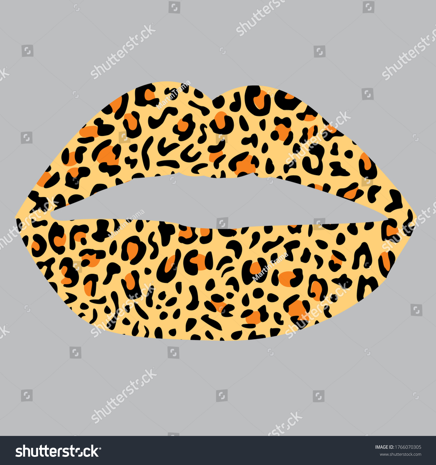 Design For A Shirt Of A Leopard Print Lips On Royalty Free Stock