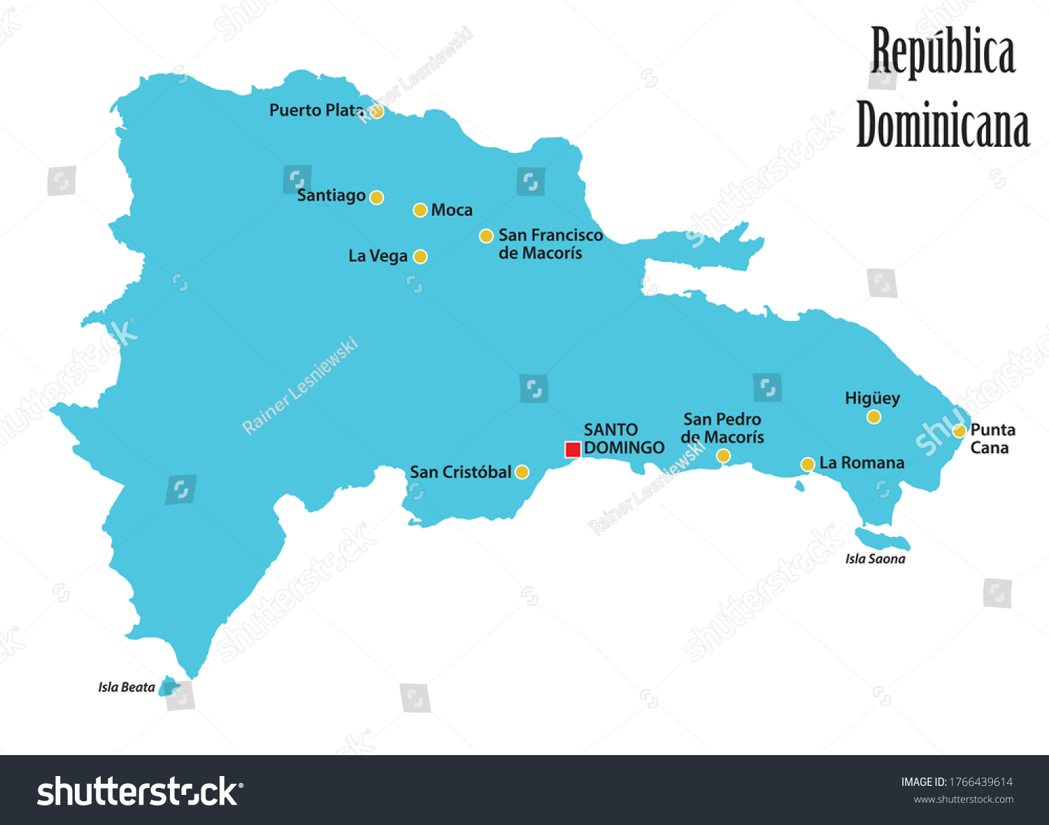 Vector map of the Dominican Republic with main - Royalty Free Stock ...