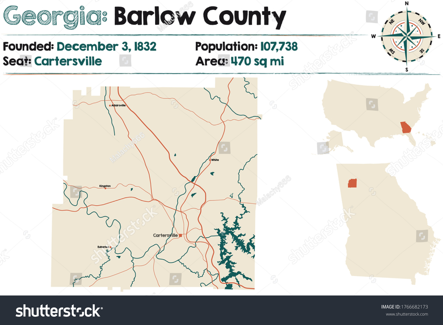 Large and detailed map of Barlow county in - Royalty Free Stock Vector ...