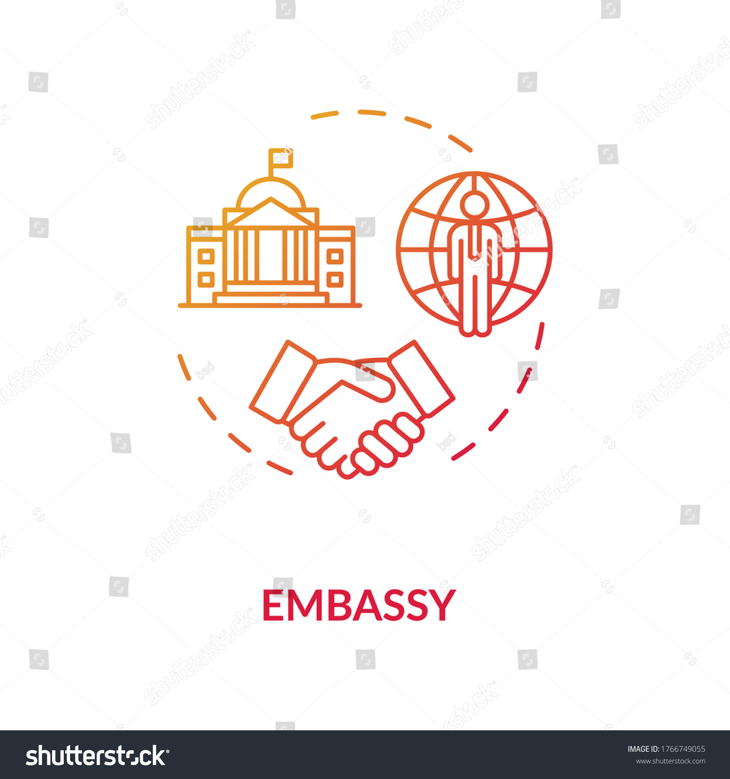 Embassy concept icon. Diplomatic mission idea - Royalty Free Stock ...