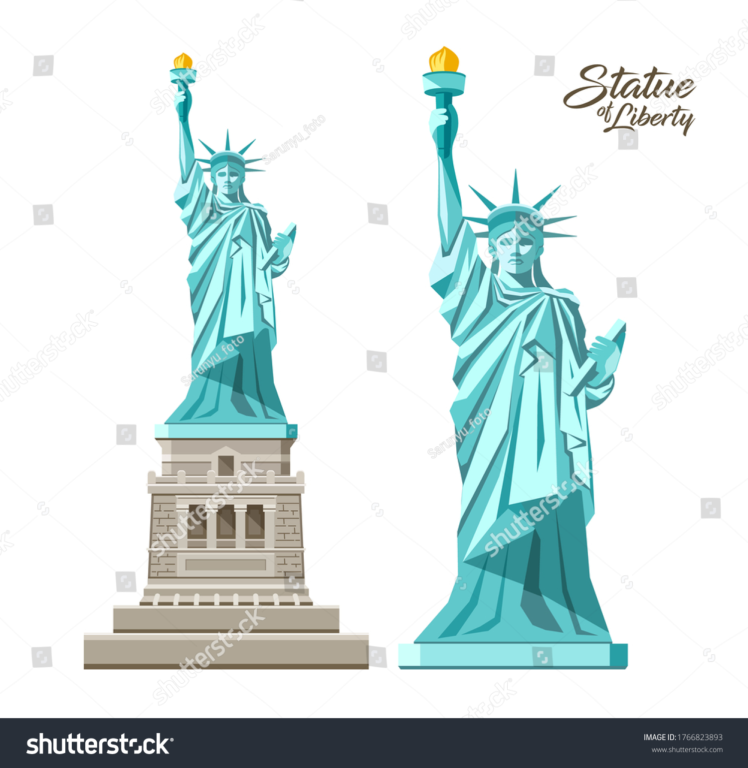 The Statue of Liberty vector, Liberty Enlightening the World, in the United States, collection design isolated on white background, illustration #1766823893