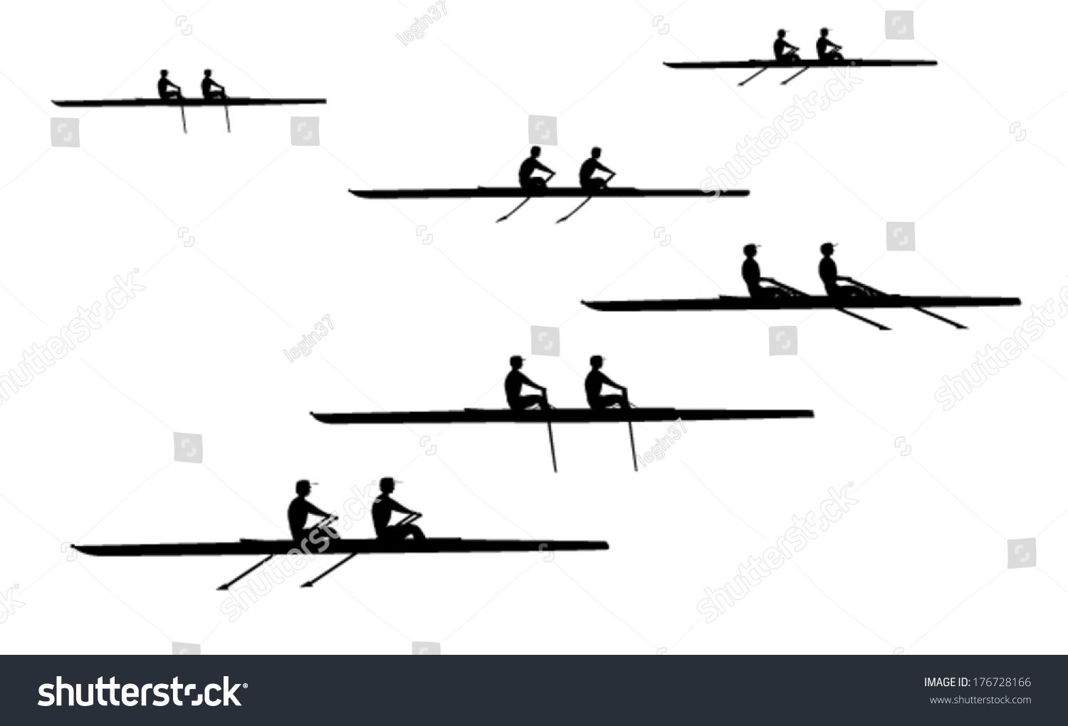 Double Scullers Silhouettes - Royalty Free Stock Vector 176728166 ...