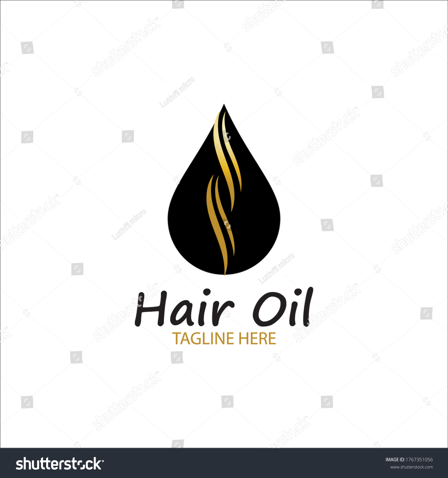 hair oil essential logo with drop oil and hair - Royalty Free Stock ...