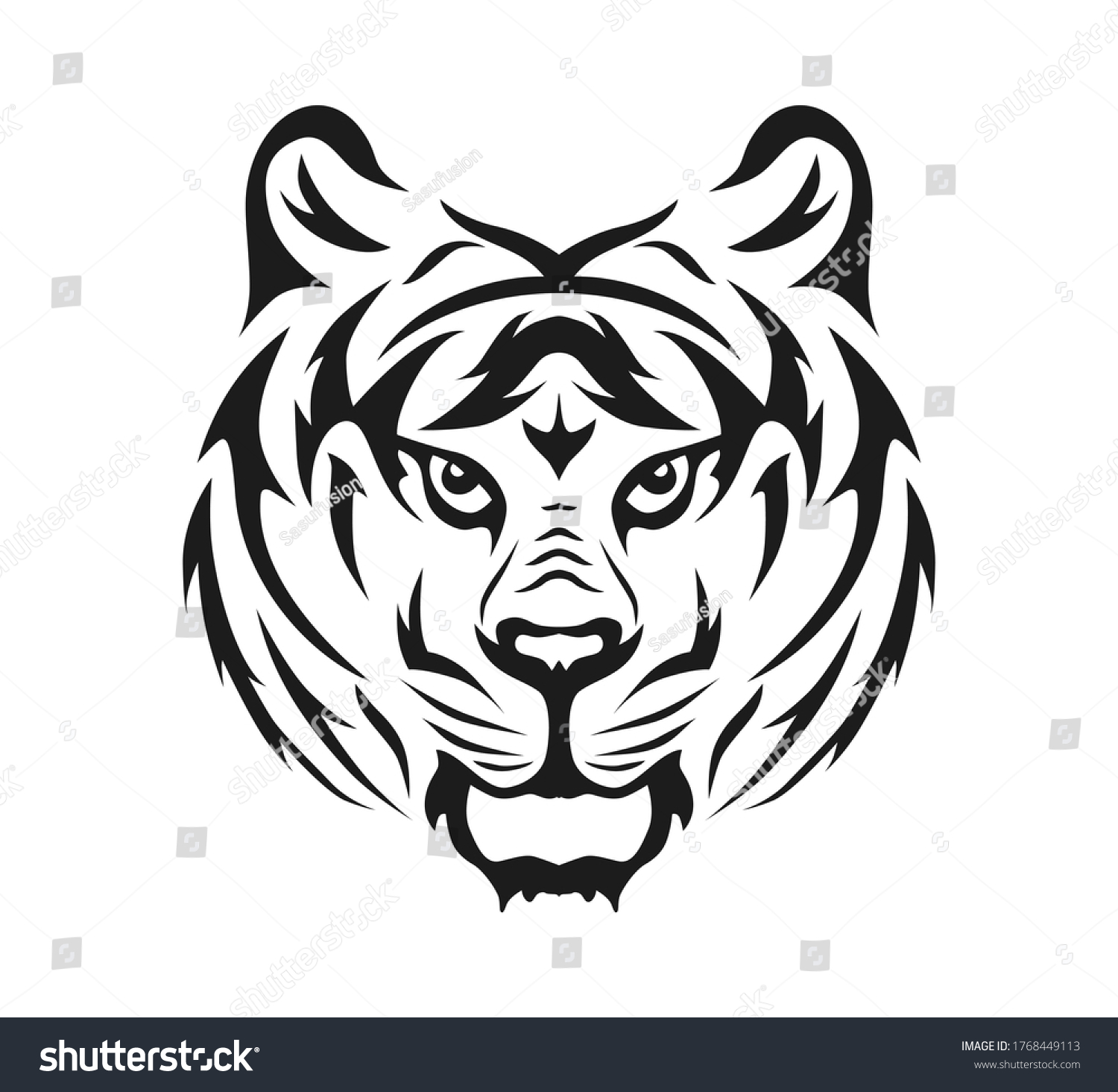 black tiger head vector illustration  #1768449113