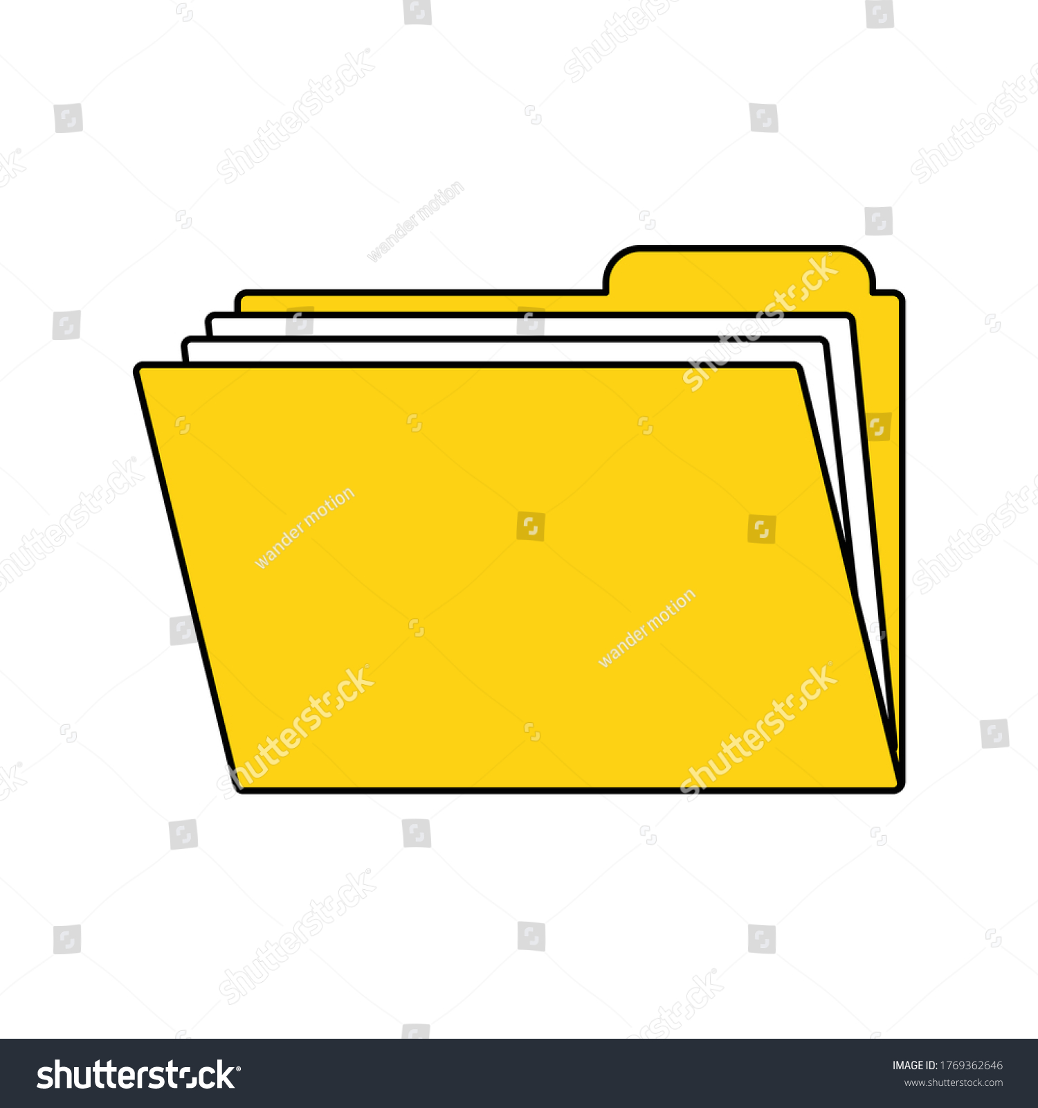 Outline Open Folder with Documents Icon - Royalty Free Stock Vector ...