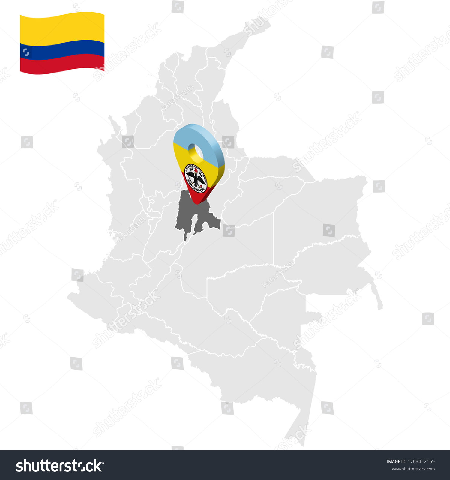 Location Of Cundinamarca On Map Colombia 3d Royalty Free Stock Vector 1769422169 