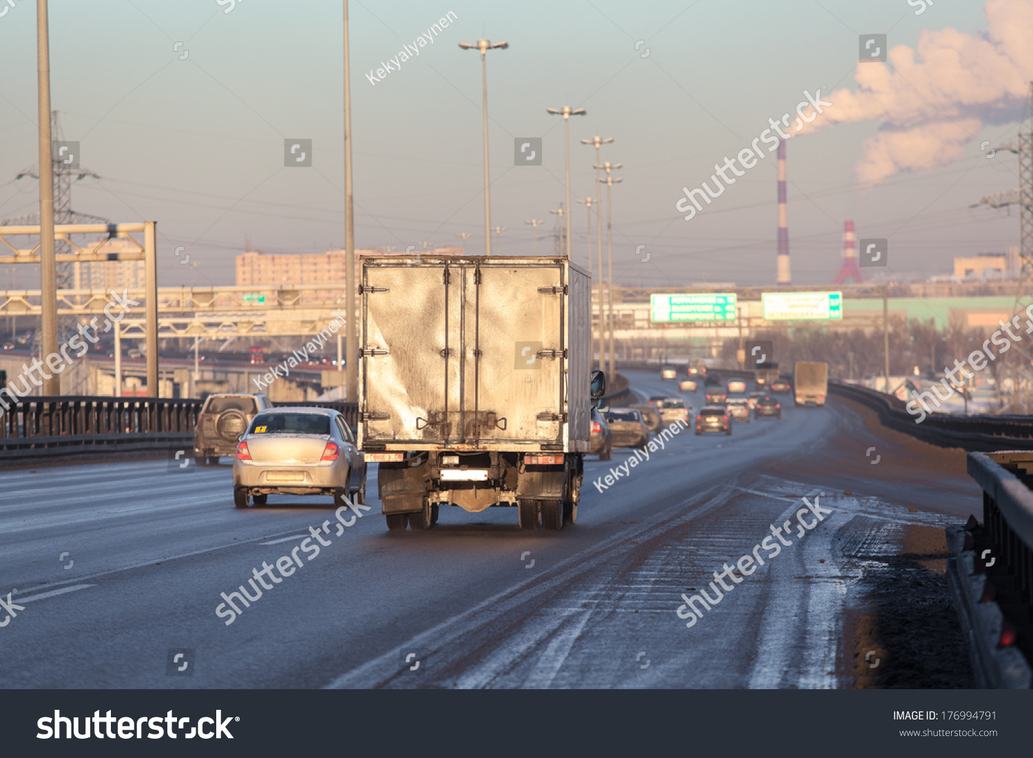 Freight truck on the city highway #176994791