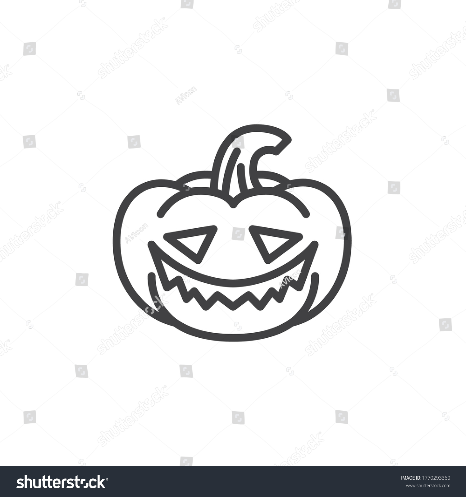 Halloween Pumpkin Emoticon Line Icon Linear Royalty Free Stock