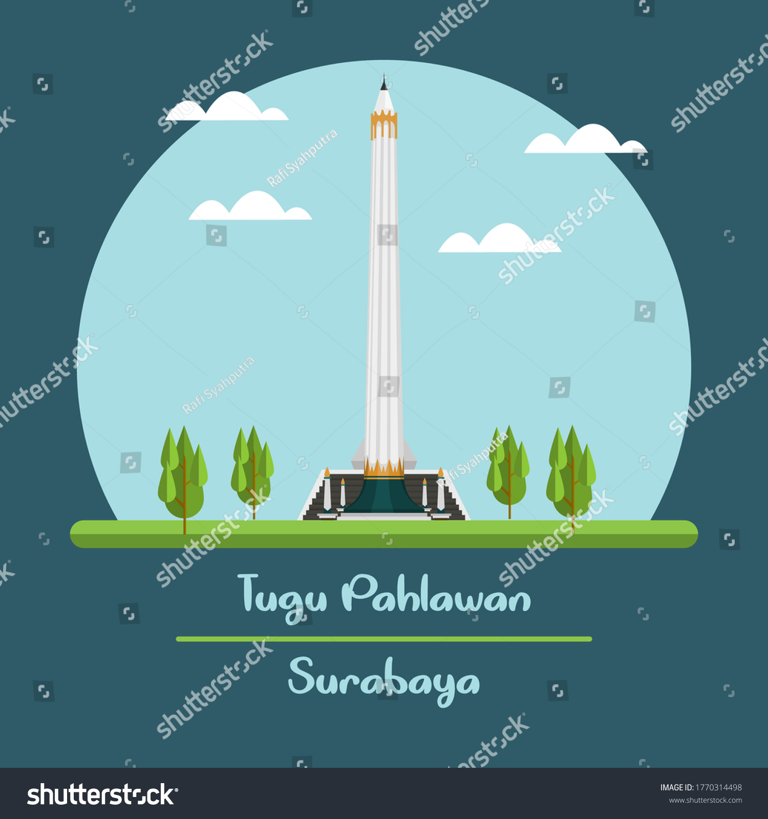 Tugu Pahlawan Surabaya. Heroes Monument of - Royalty Free Stock Vector