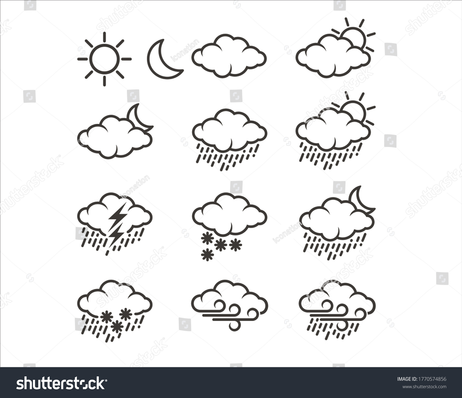 A collection of weather icons: heat, rain, - Royalty Free Stock Vector ...