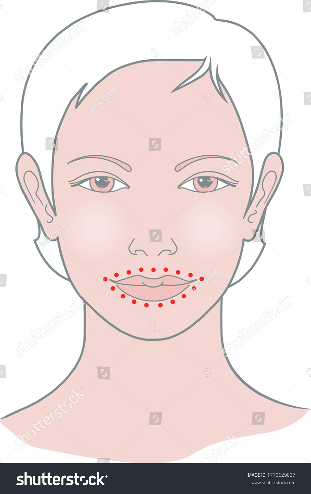 Shiatsu Points Face Massage Acupuncture Female Royalty Free Stock Vector 1770629837 0958