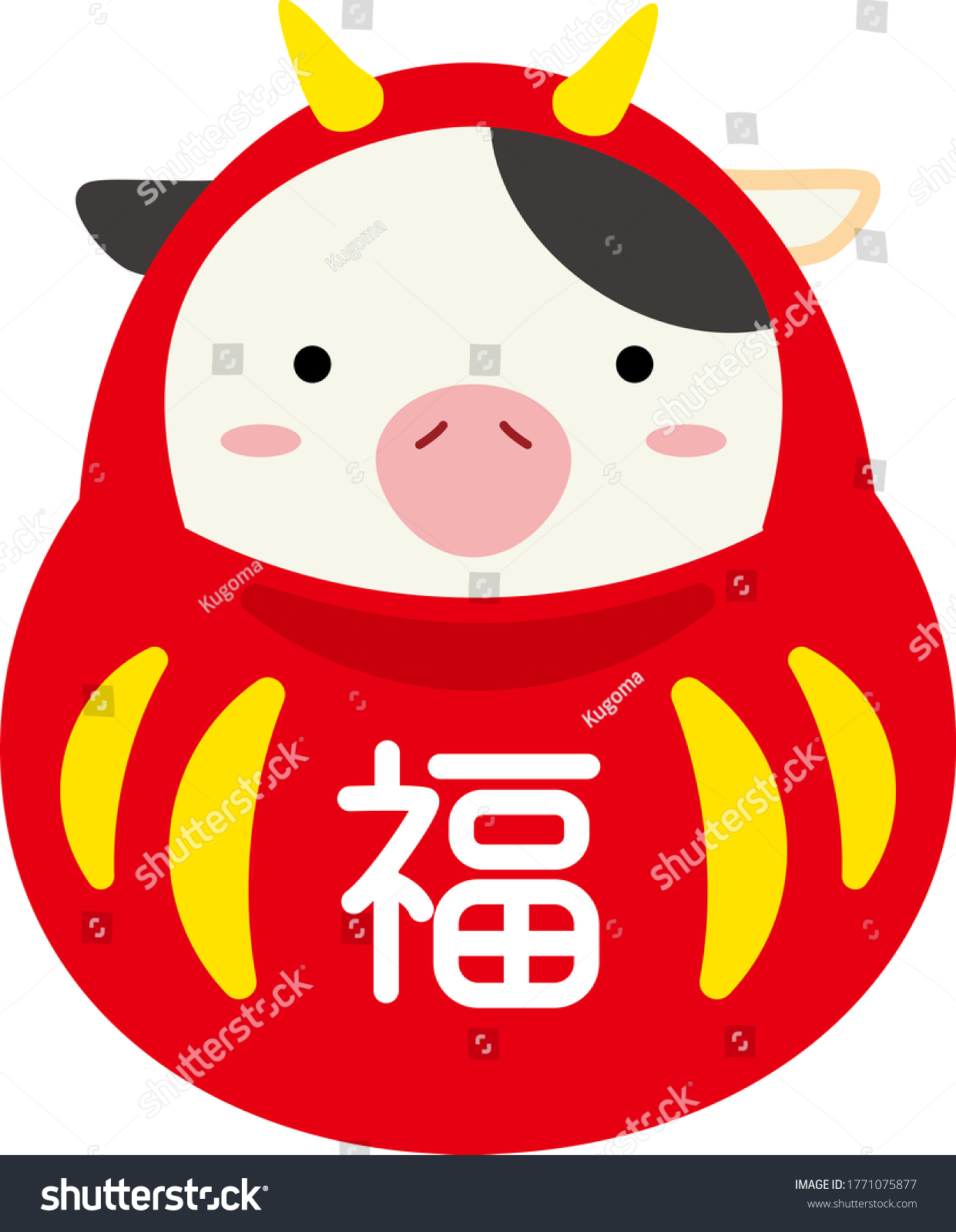 Illustration of Dharma with a cow face. Fuke - Royalty Free Stock ...