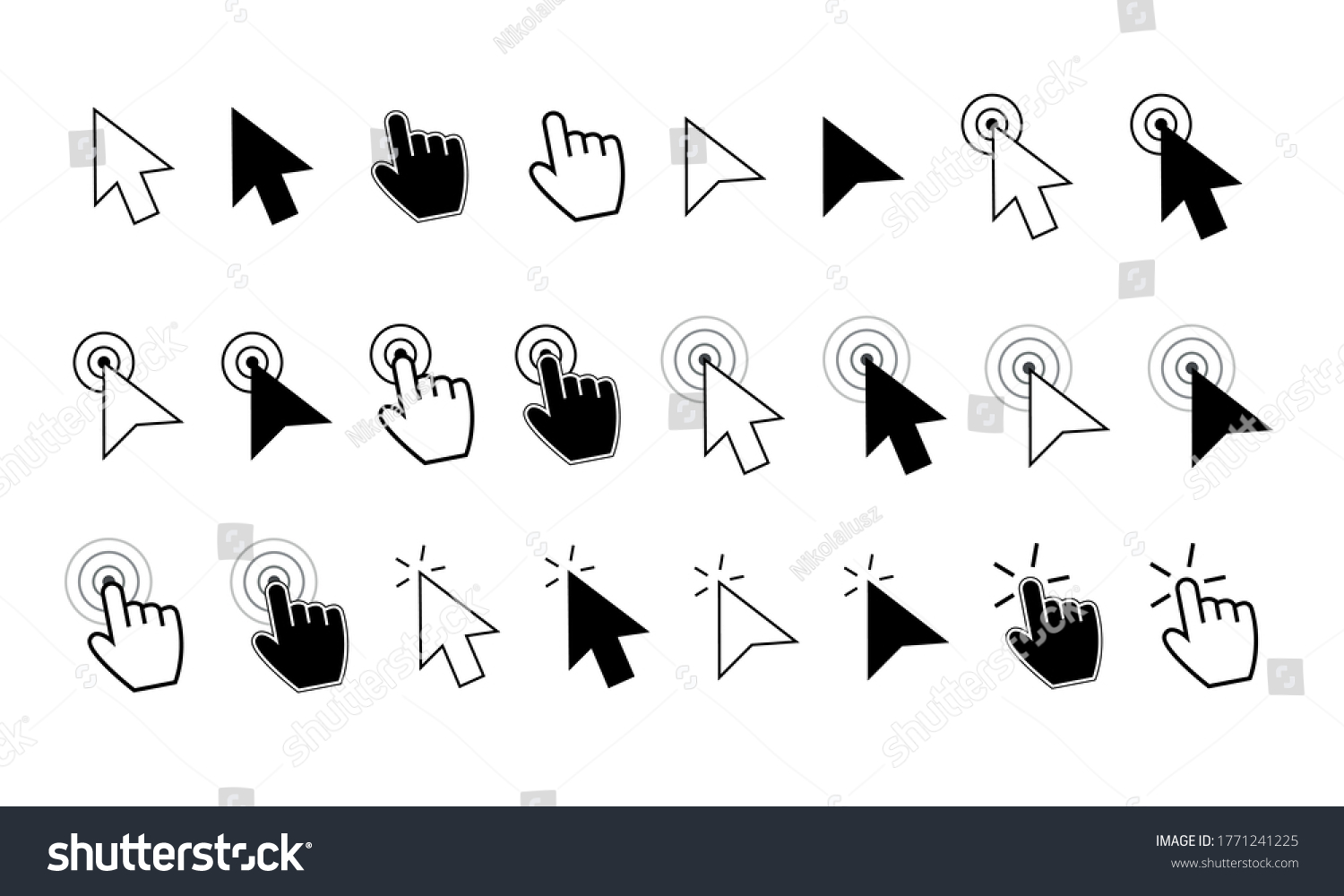 set of cursors black and white - Royalty Free Stock Vector 1771241225 ...