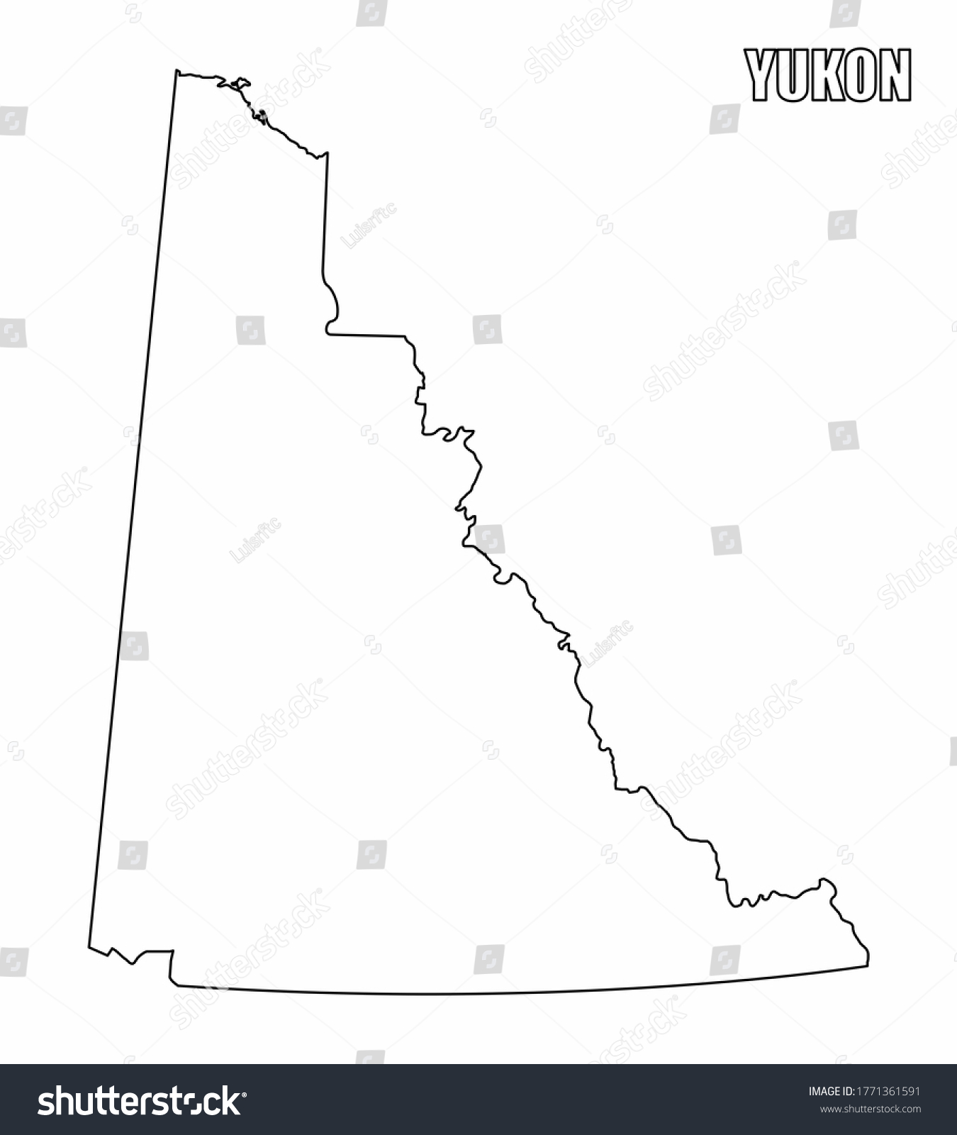 The Yukon Territory outline map isolated on - Royalty Free Stock Photo ...
