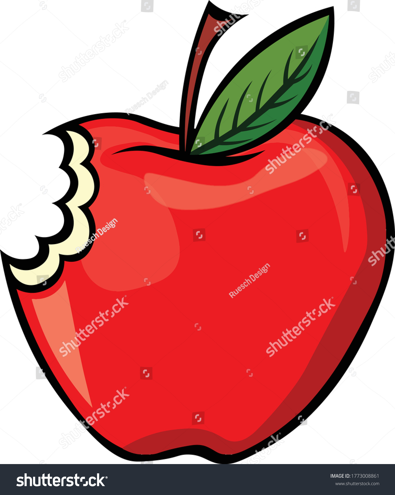 Clipart Red Apple with a Bite Taken Out with - Royalty Free Stock ...