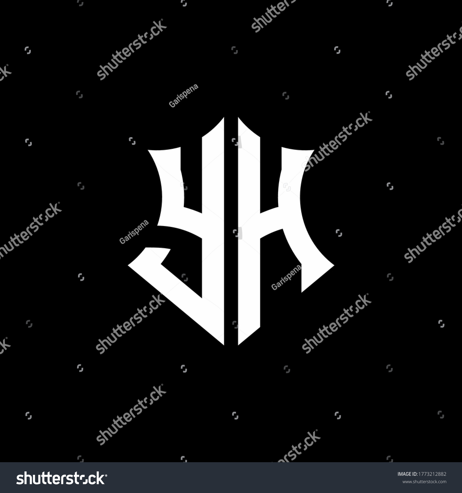 Yh Monogram Logo With A Sharp Shield Style - Royalty Free Stock Vector 