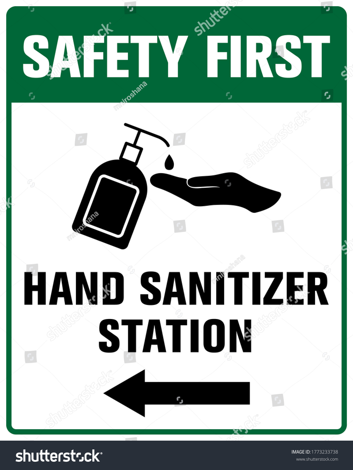 Hand sanitizer station sign, with arrow pointing - Royalty Free Stock ...