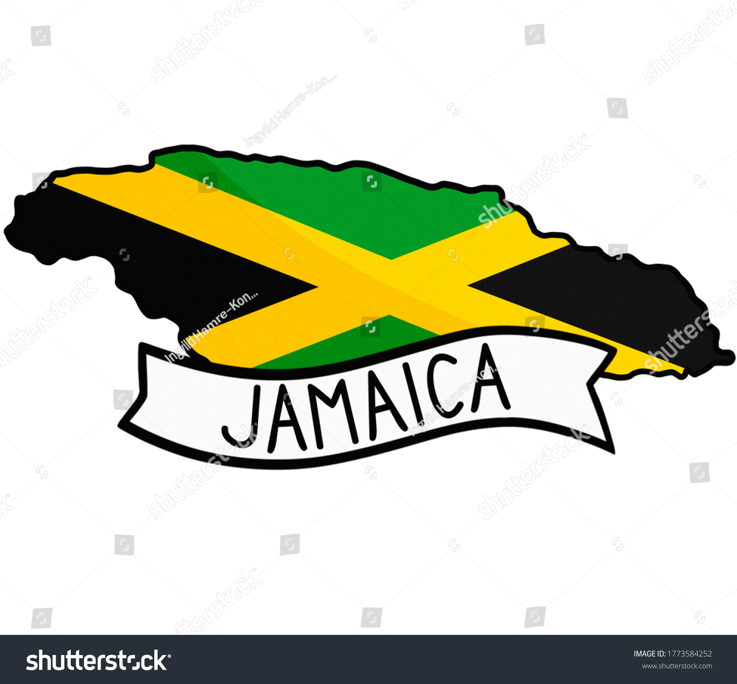 Jamaica Country Flag Map Outline Royalty Free Stock Photo 1773584252   Avopix 1773584252 