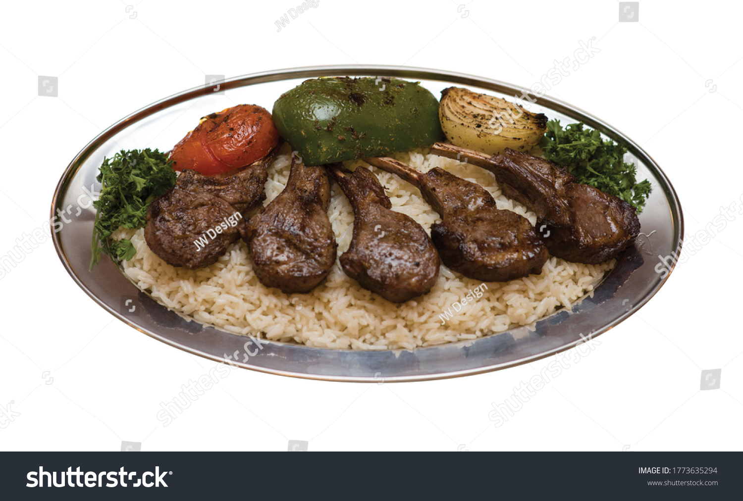 Lebanese style lamb chops over rice #1773635294